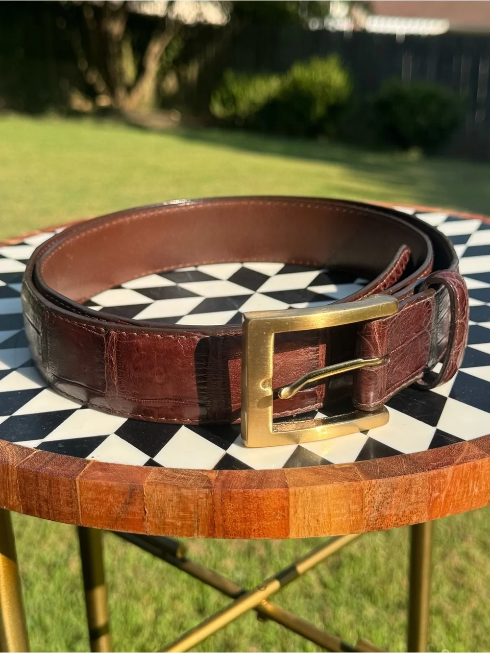 W. Kleinberg Neiman Marcus Matte Alligator Belt Brown 42